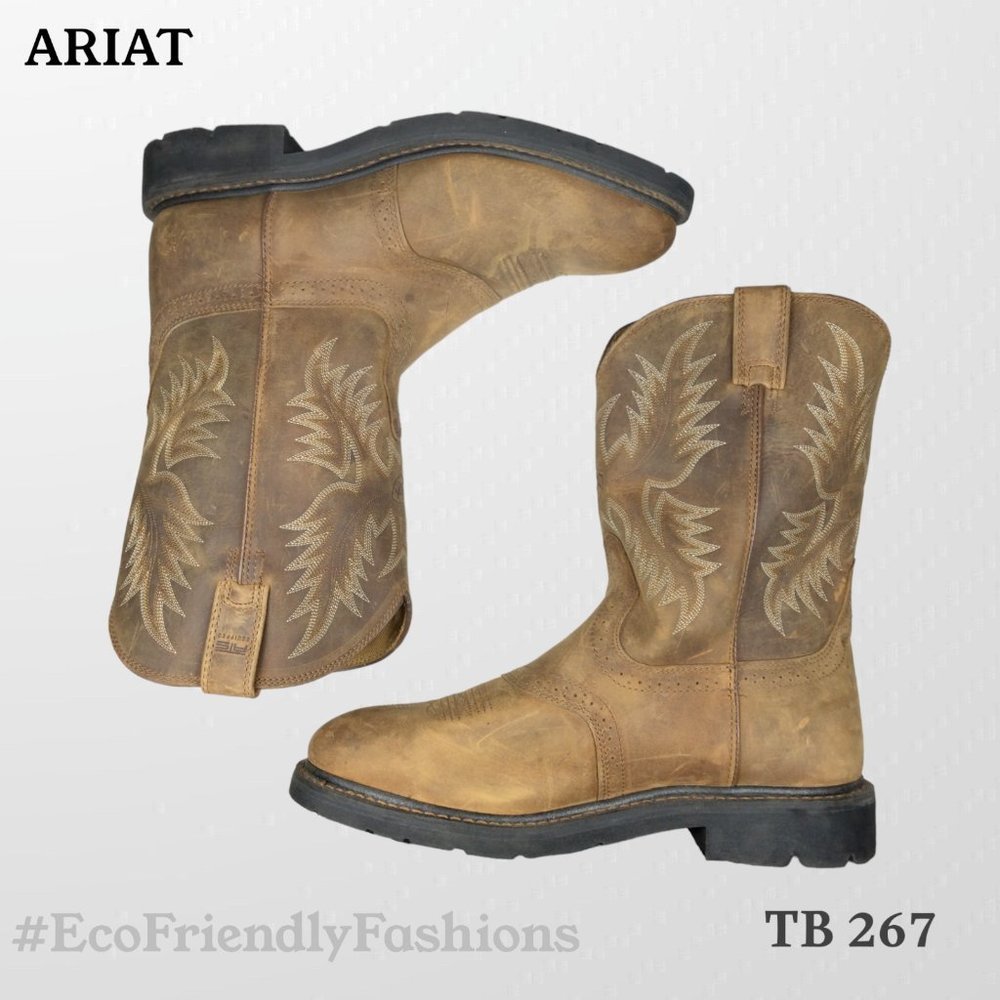 Ariat Sierra Saddle Work Boot Men's Brown Round Toe Pull On Size 13 D - Picture 5 of 7